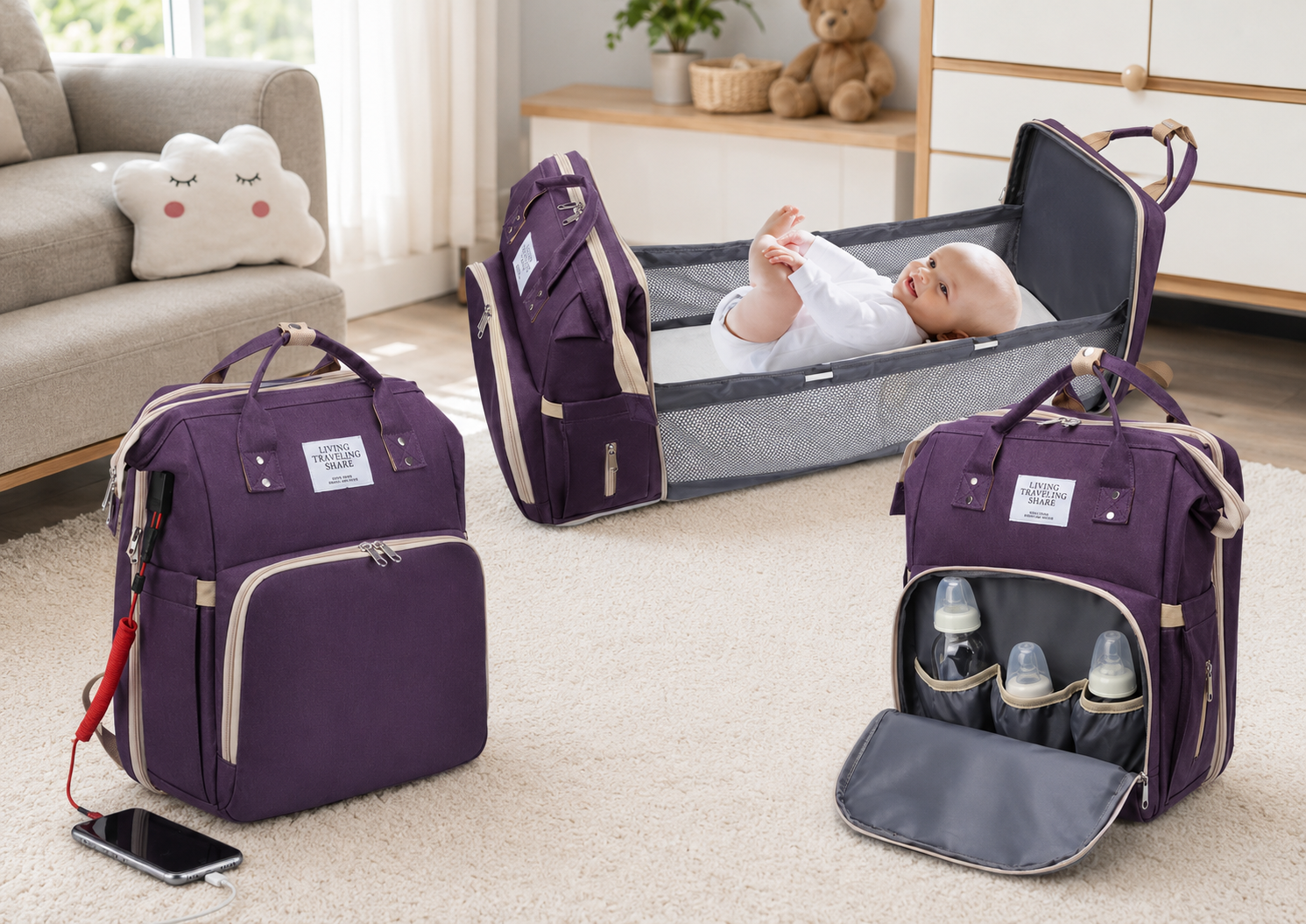 Mochila multifuncional para bebé 3en1 G