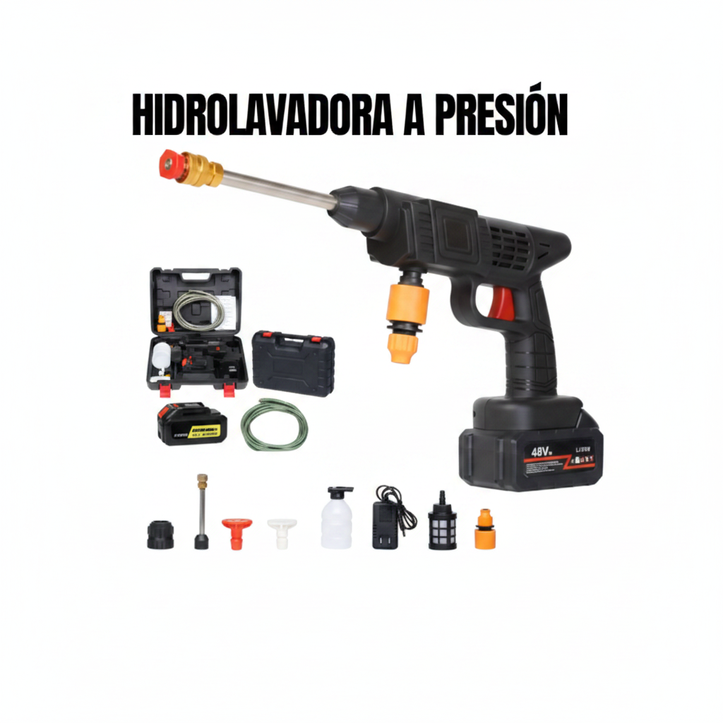 HydroJet™ Hidrolavadora Portátil 48V + Linterna Táctica de Regalo